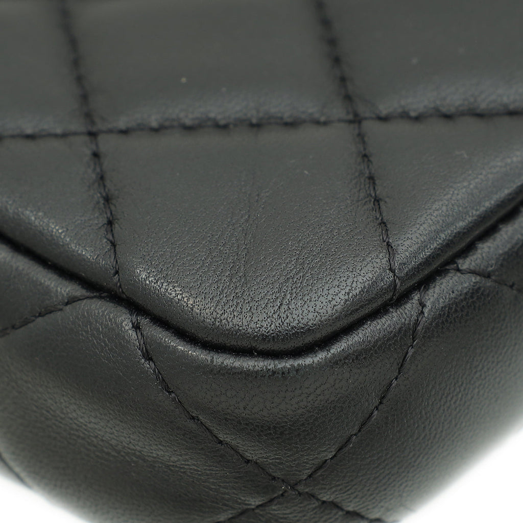 Chanel Black CC Classic Double Zip Clutch With Chain Crossbody Bag