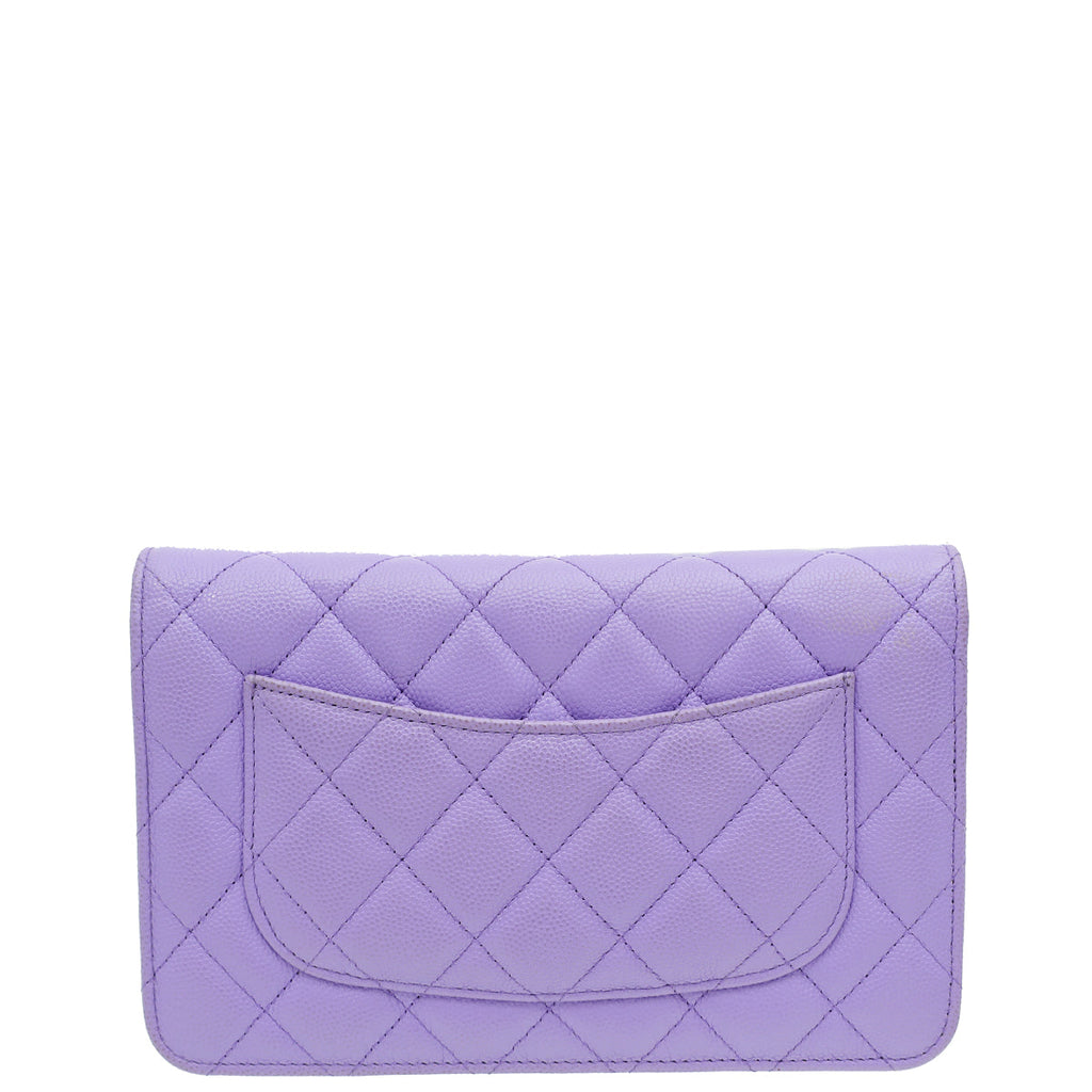 Chanel Purple CC Classic Wallet On Chain