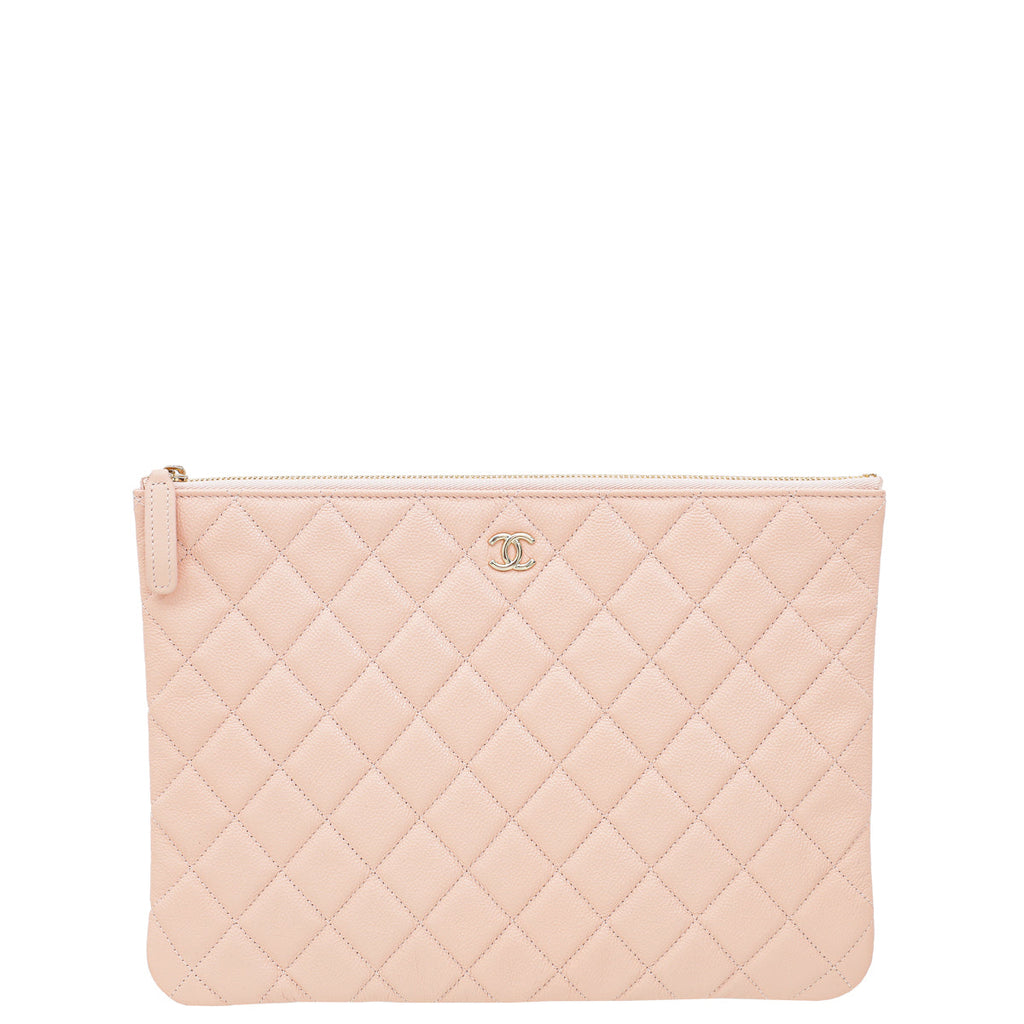 Chanel Pink CC Classic Large Zip Pouch