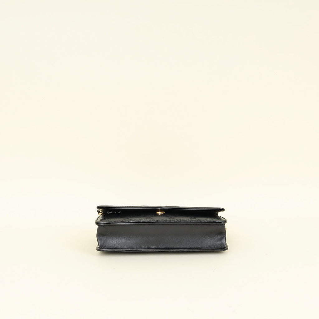 Chanel Black CC Filigree Wallet On Chain