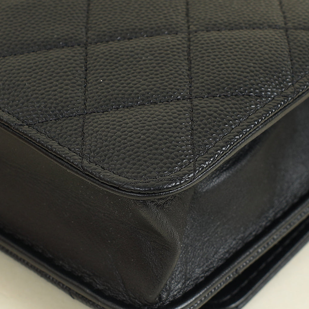 Chanel Black CC Filigree Wallet On Chain