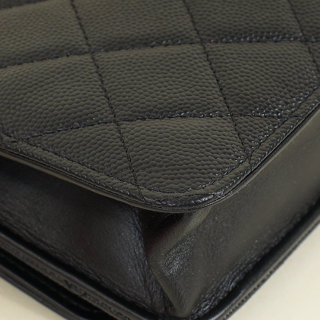 Chanel Black CC Filigree Wallet On Chain