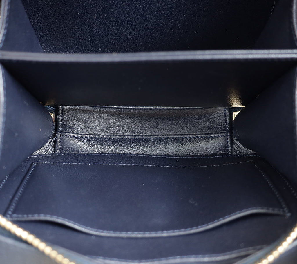 Chanel Navy Blue CC Filigree Vanity Small Case