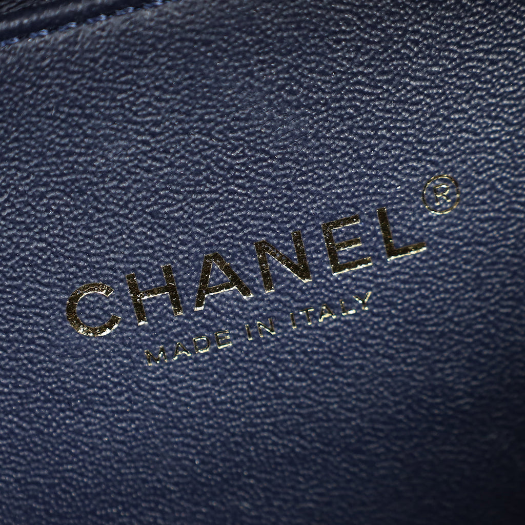 Chanel Navy Blue CC Filigree Vanity Small Case