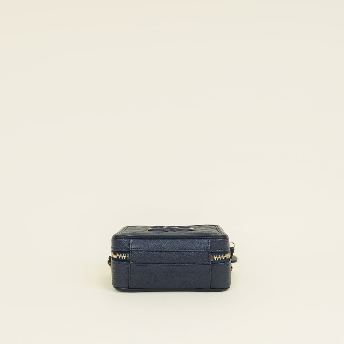 Chanel Navy Blue CC Filigree Vanity Small Case