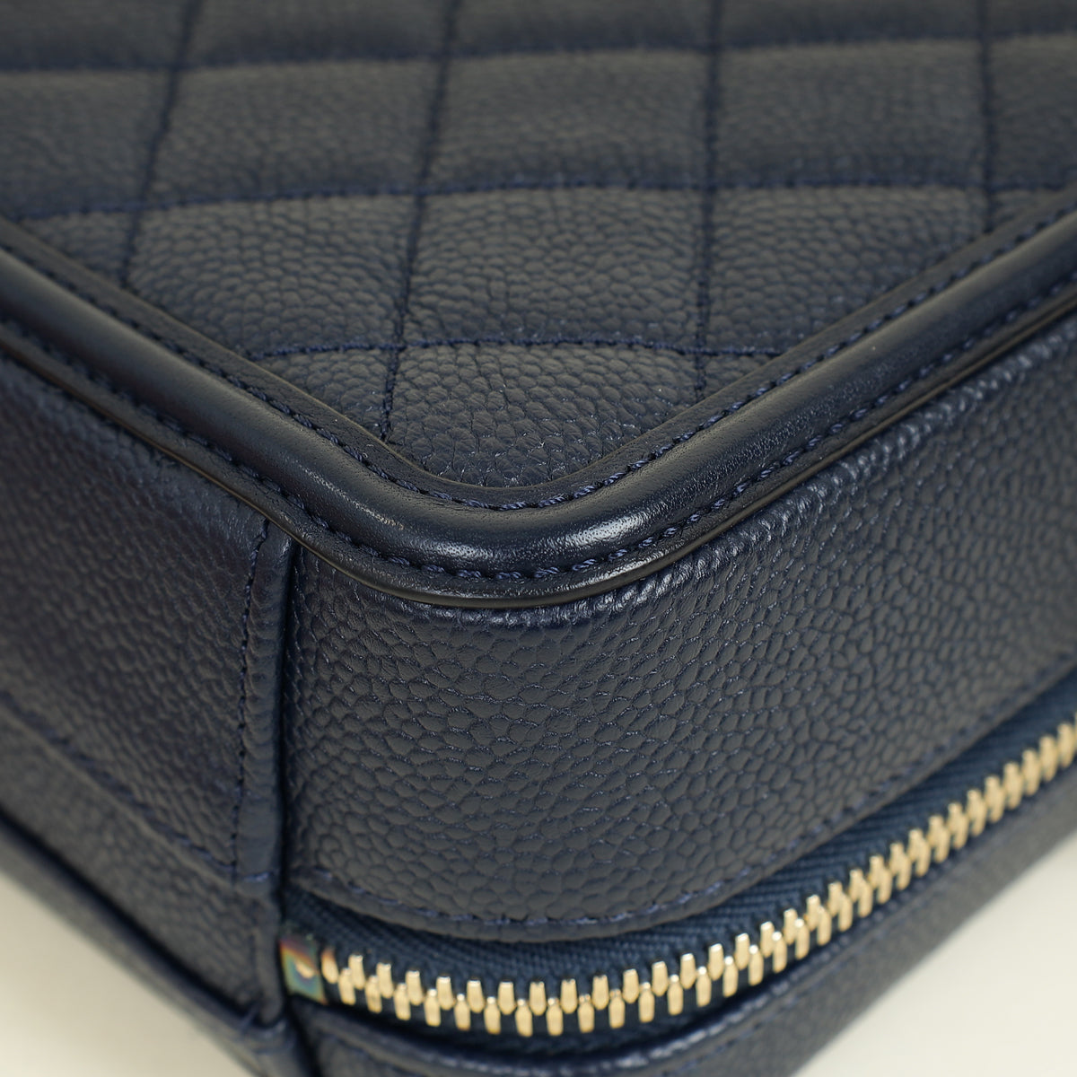 Chanel Navy Blue CC Filigree Vanity Small Case
