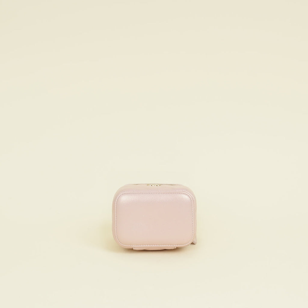 Chanel Metallic Light Pink CC Pearl Mini Vanity With Chain