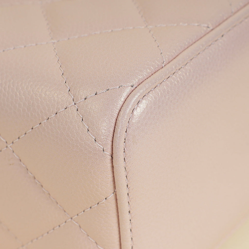 Chanel Metallic Light Pink CC Pearl Mini Vanity With Chain