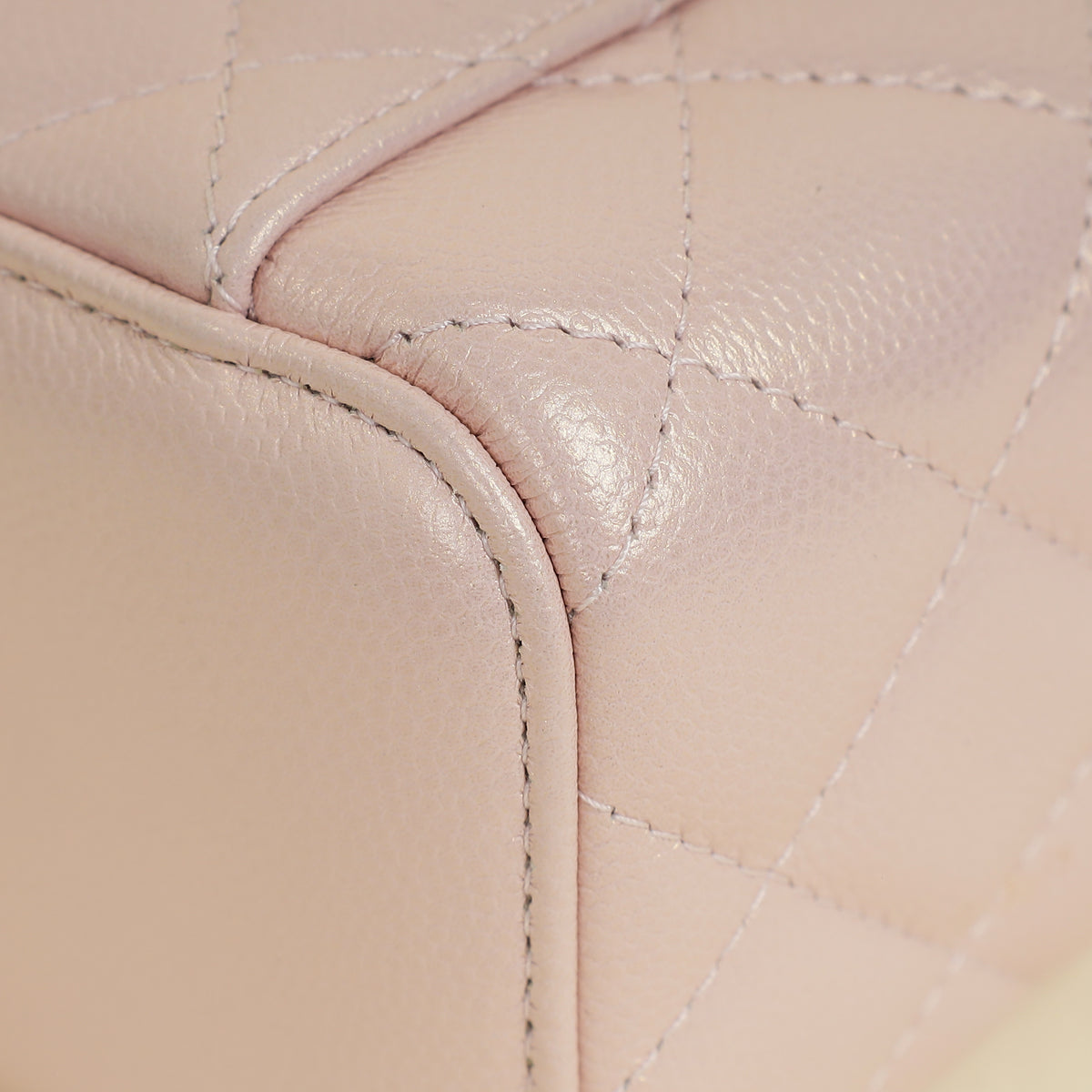 Chanel Metallic Light Pink CC Pearl Mini Vanity With Chain
