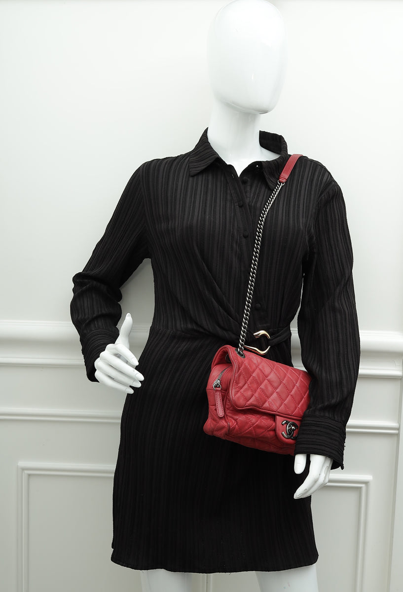 Chanel Red CC Easy Flap Glazed Medium Bag