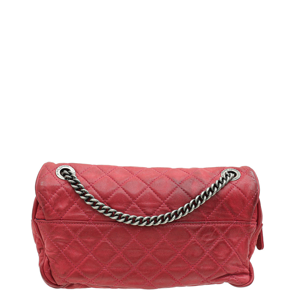 Chanel Red CC Easy Flap Glazed Medium Bag