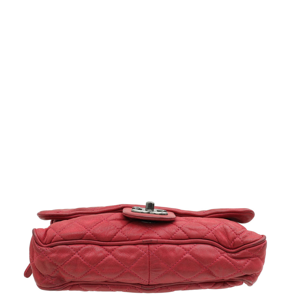 Chanel Red CC Easy Flap Glazed Medium Bag