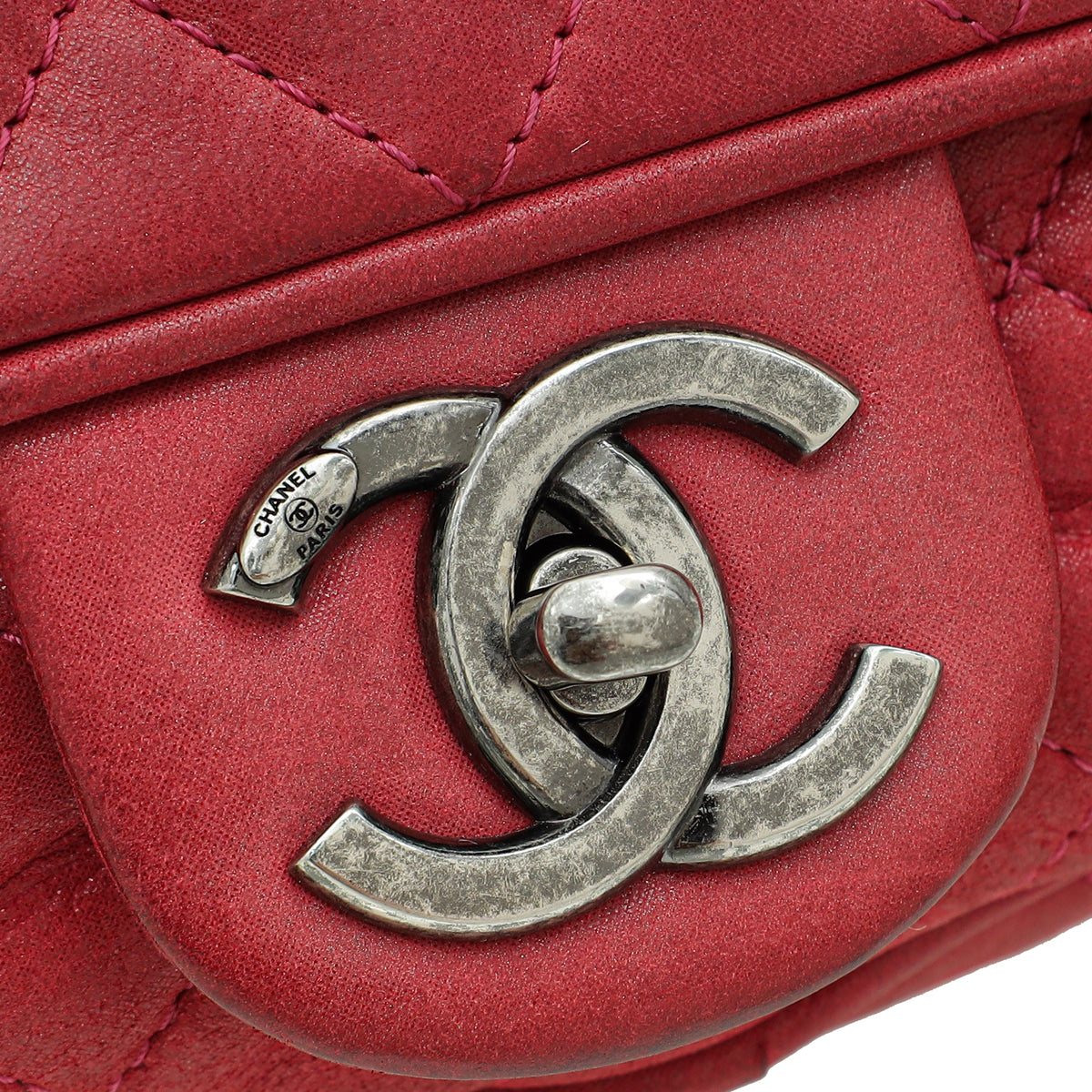 Chanel Red CC Easy Flap Glazed Medium Bag