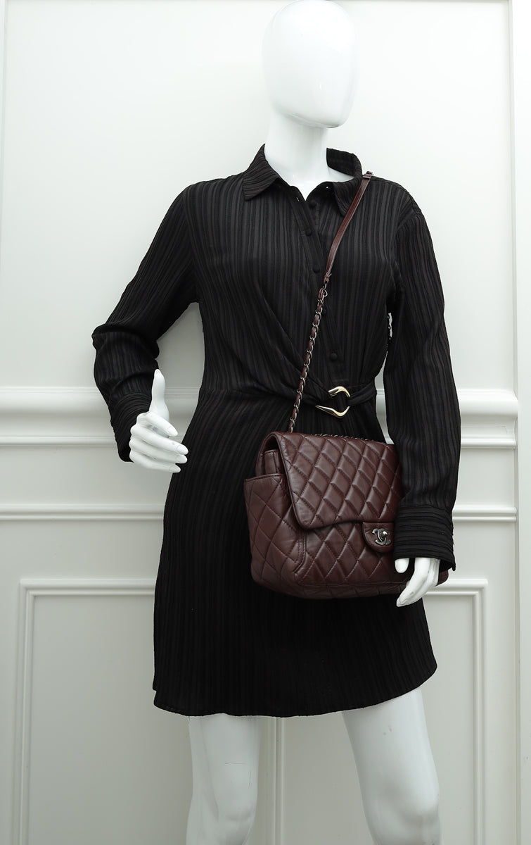 Chanel Burgundy CC Pockets Side Flap Bag