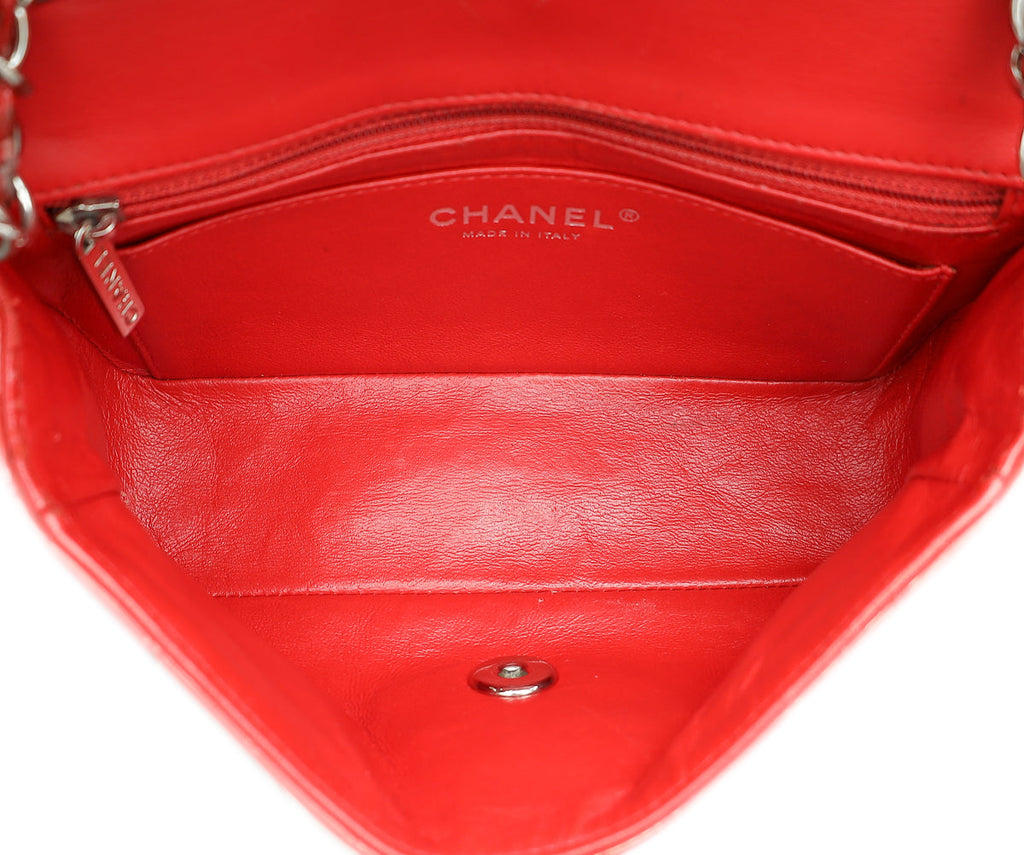 Chanel Red CC Chevron Mini Rectangular Bag