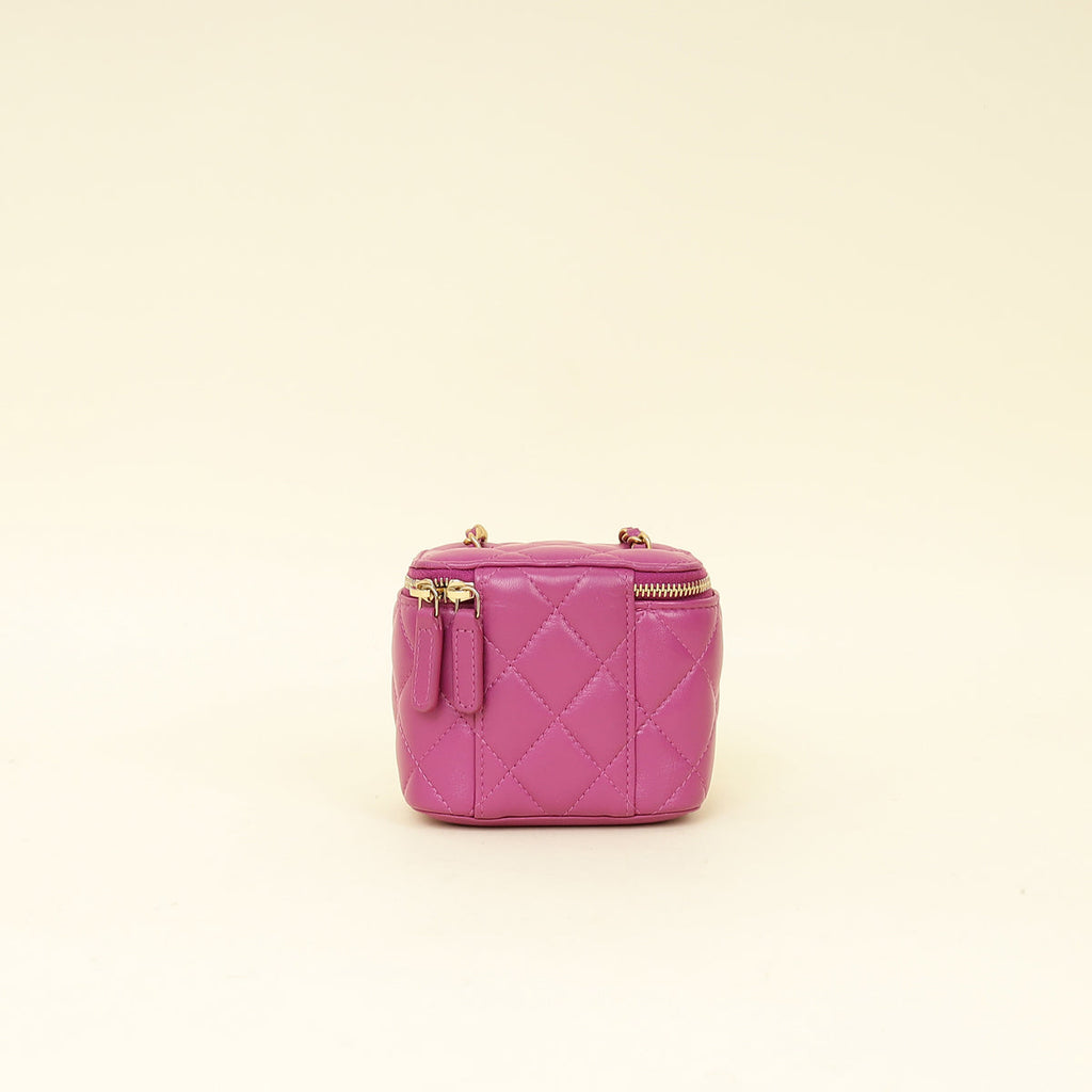 Chanel Purple Mini CC Pearl Crush Vanity Case w/Chain