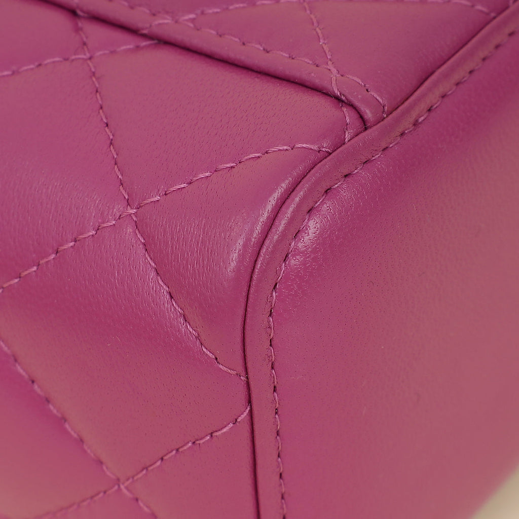 Chanel Purple Mini CC Pearl Crush Vanity Case w/Chain