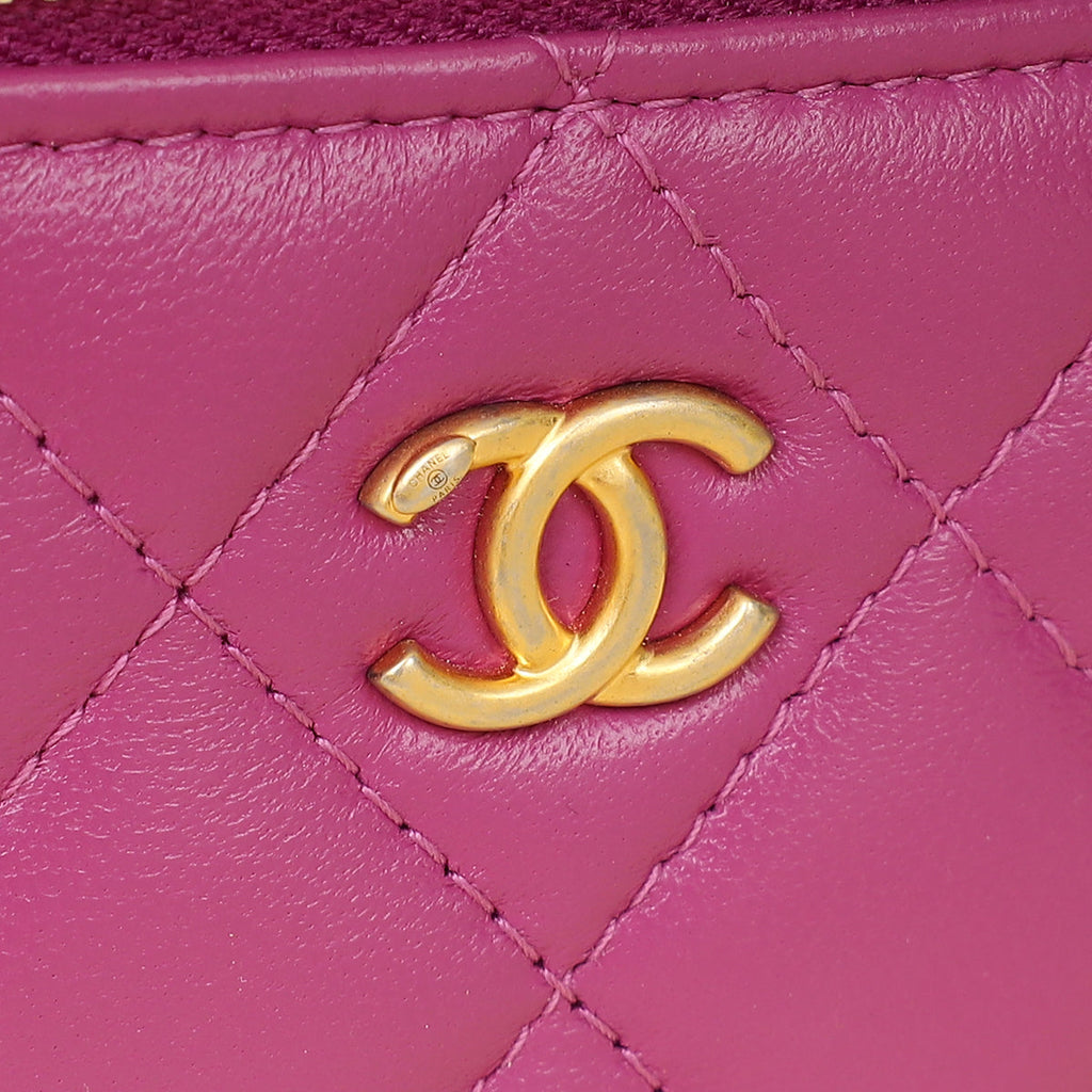 Chanel Purple Mini CC Pearl Crush Vanity Case w/Chain