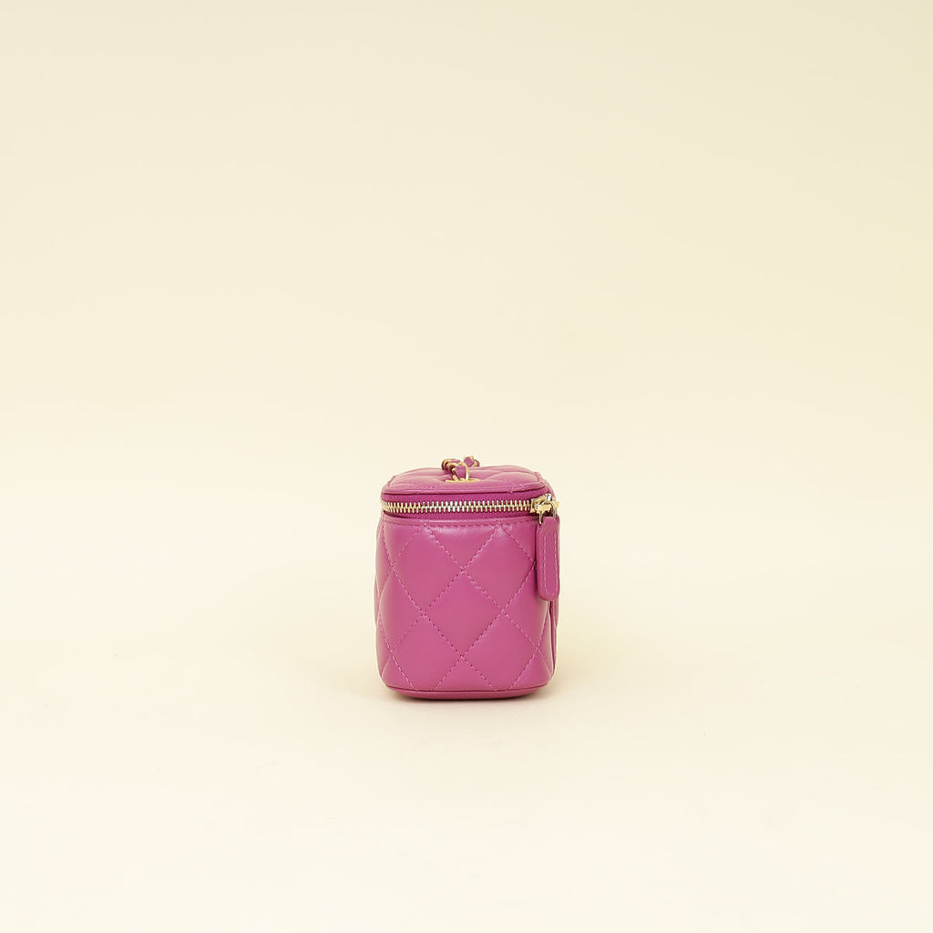 Chanel Purple Mini CC Pearl Crush Vanity Case w/Chain