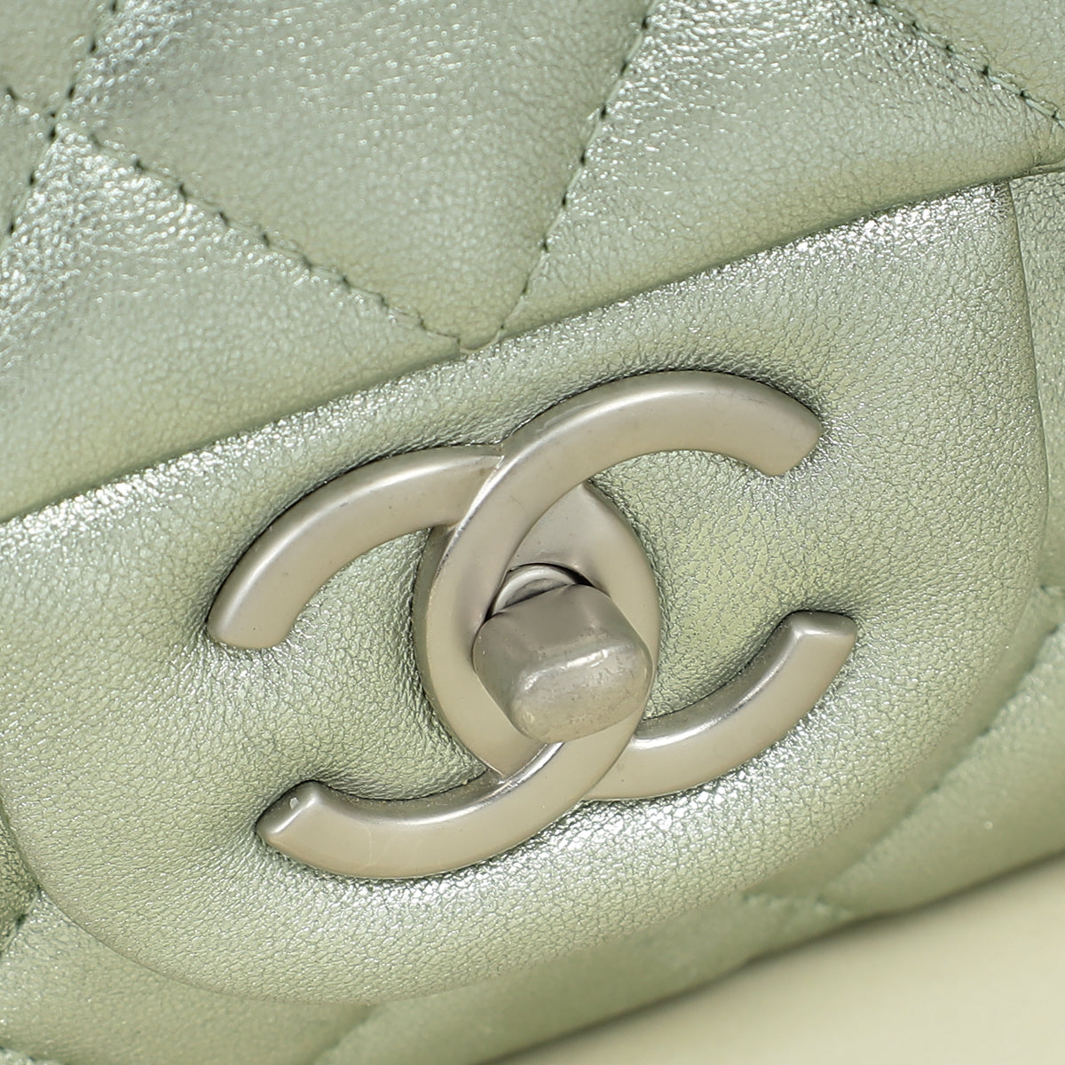 Chanel Metallic Light Mint CC Classic Double Flap Maxi Bag