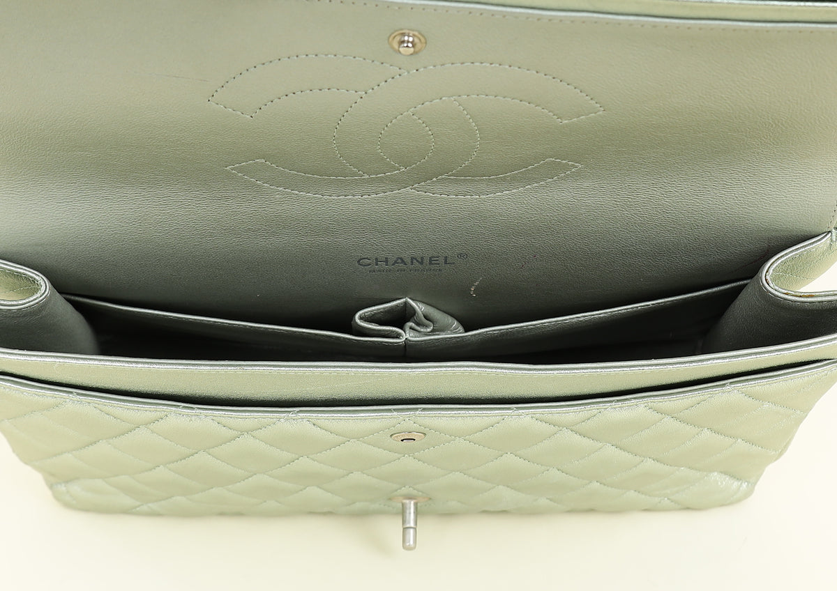 Chanel Metallic Light Mint CC Classic Double Flap Maxi Bag