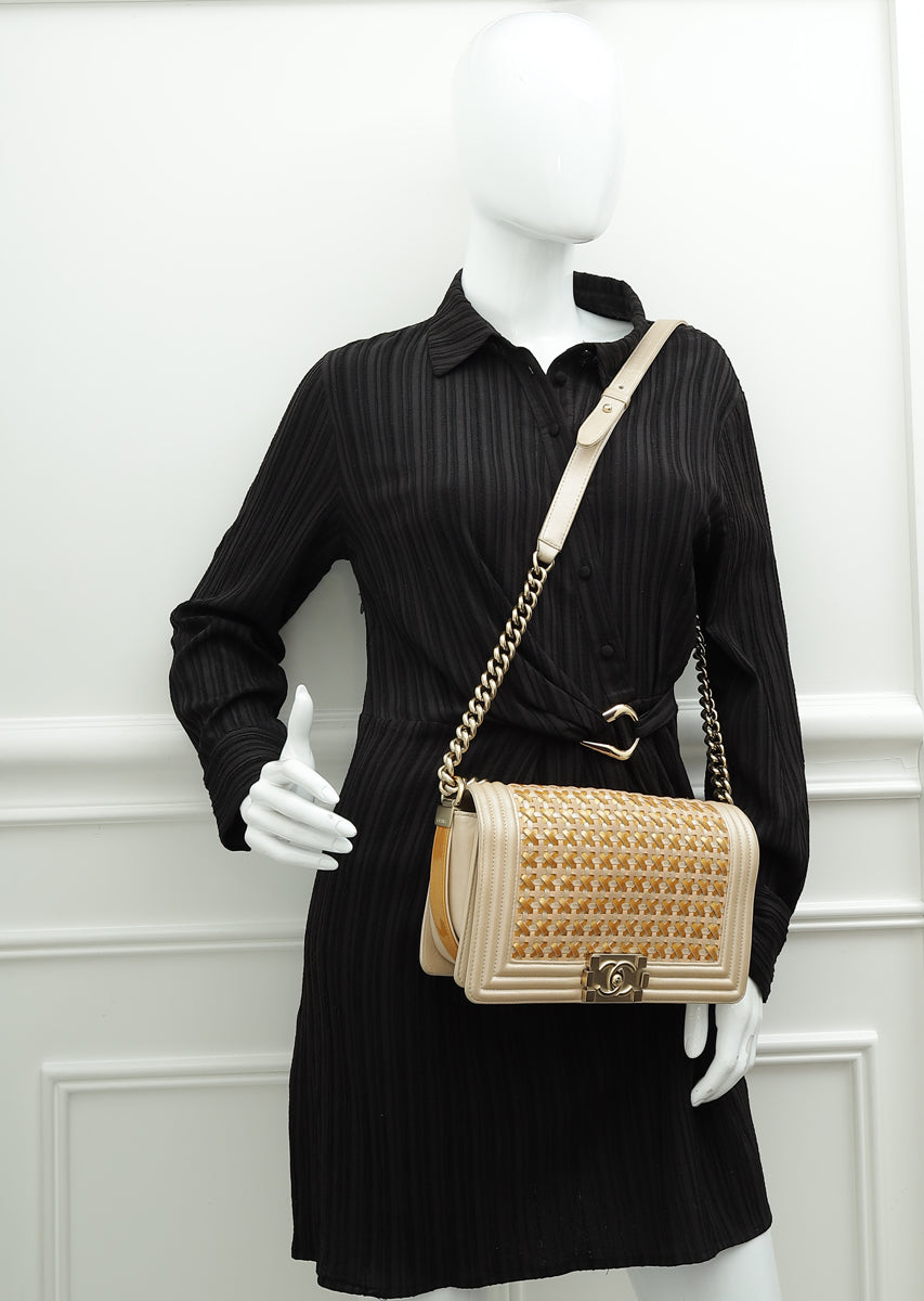 Chanel Bicolor Braided Medium Le Boy Flap Bag