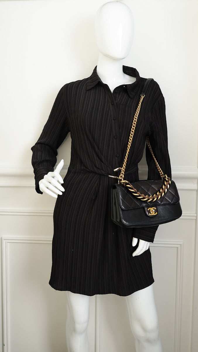 Chanel Black CC Straight Line Flap Small Bag