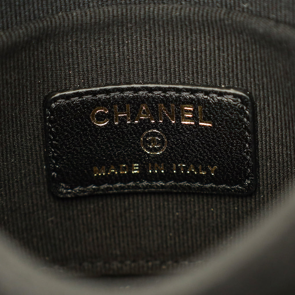 Chanel Black CC Quilted Top Handle Flap Clutch W/ Chain