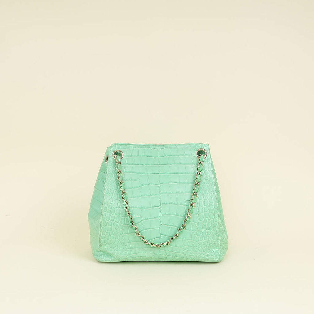 Chanel Vert Matte Alligator Petite Bucket Bag