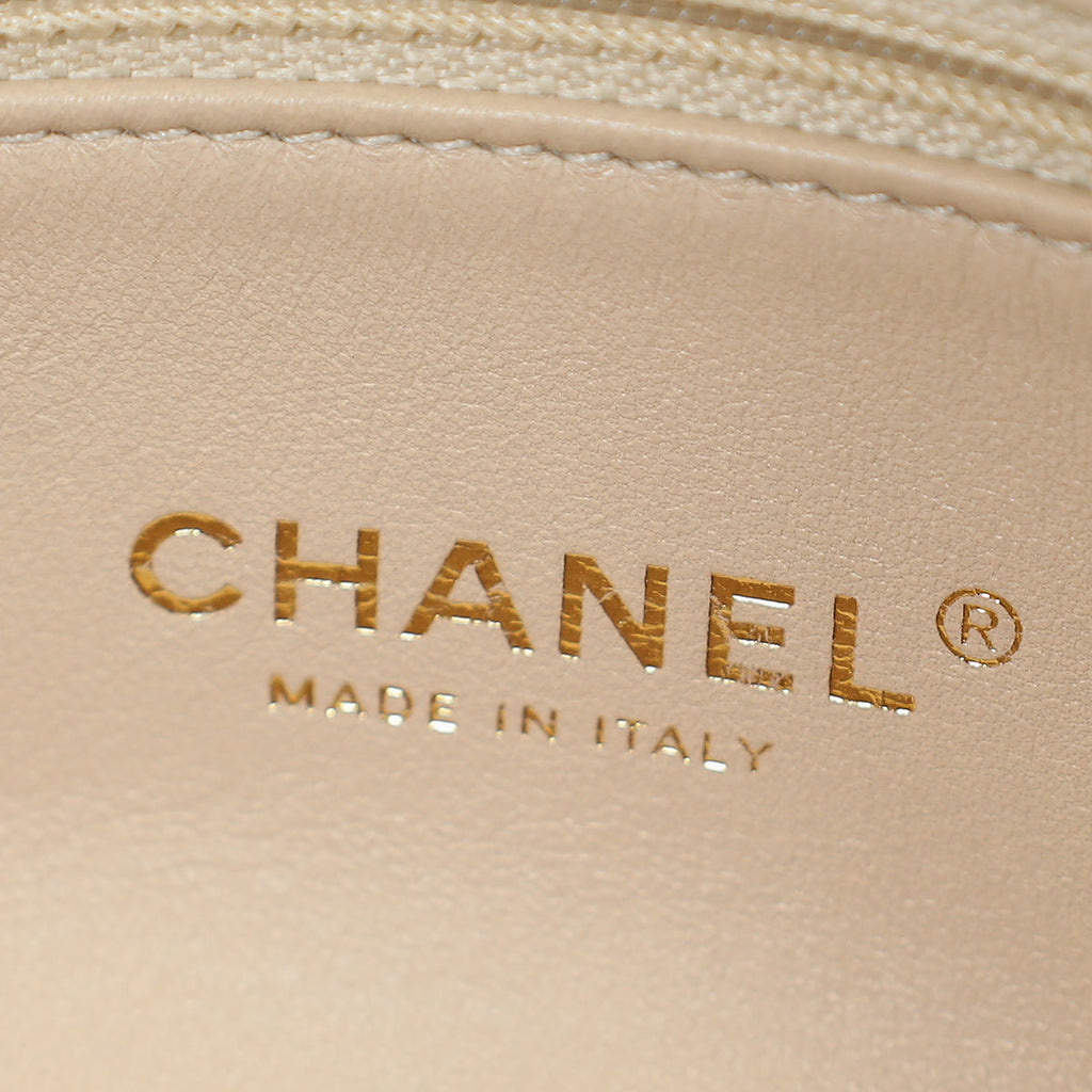 Chanel Light Beige CC Chevron Medal Flap Clutch