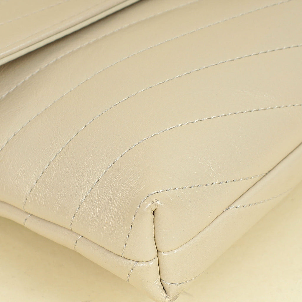 Chanel Light Beige CC Chevron Medal Flap Clutch