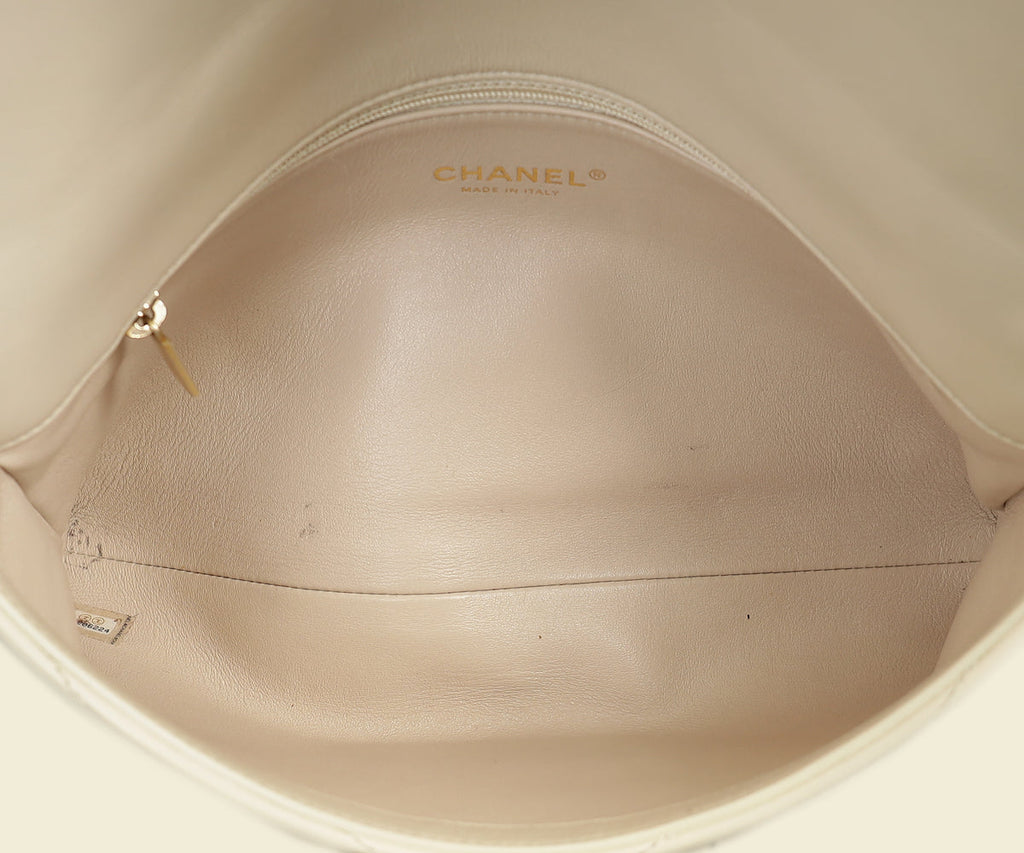 Chanel Light Beige CC Chevron Medal Flap Clutch