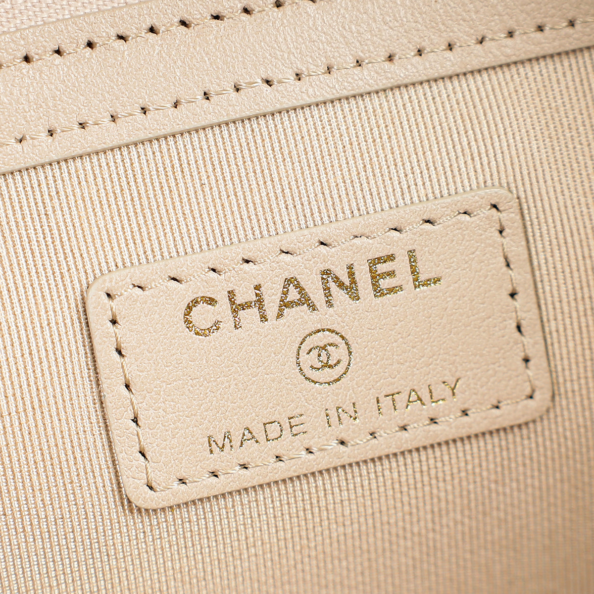 Chanel Beige Pink Logo Night By The C Pouch Clutch