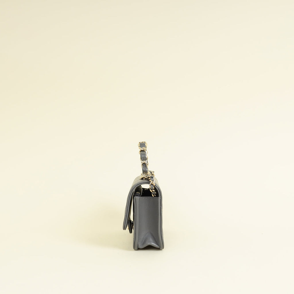 Chanel Grey CC Top Handle Flap Phone Holder With Chain