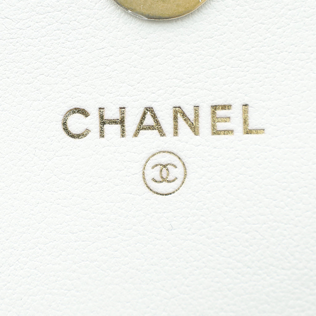 Chanel White CC Pearl Strap Phone Holder