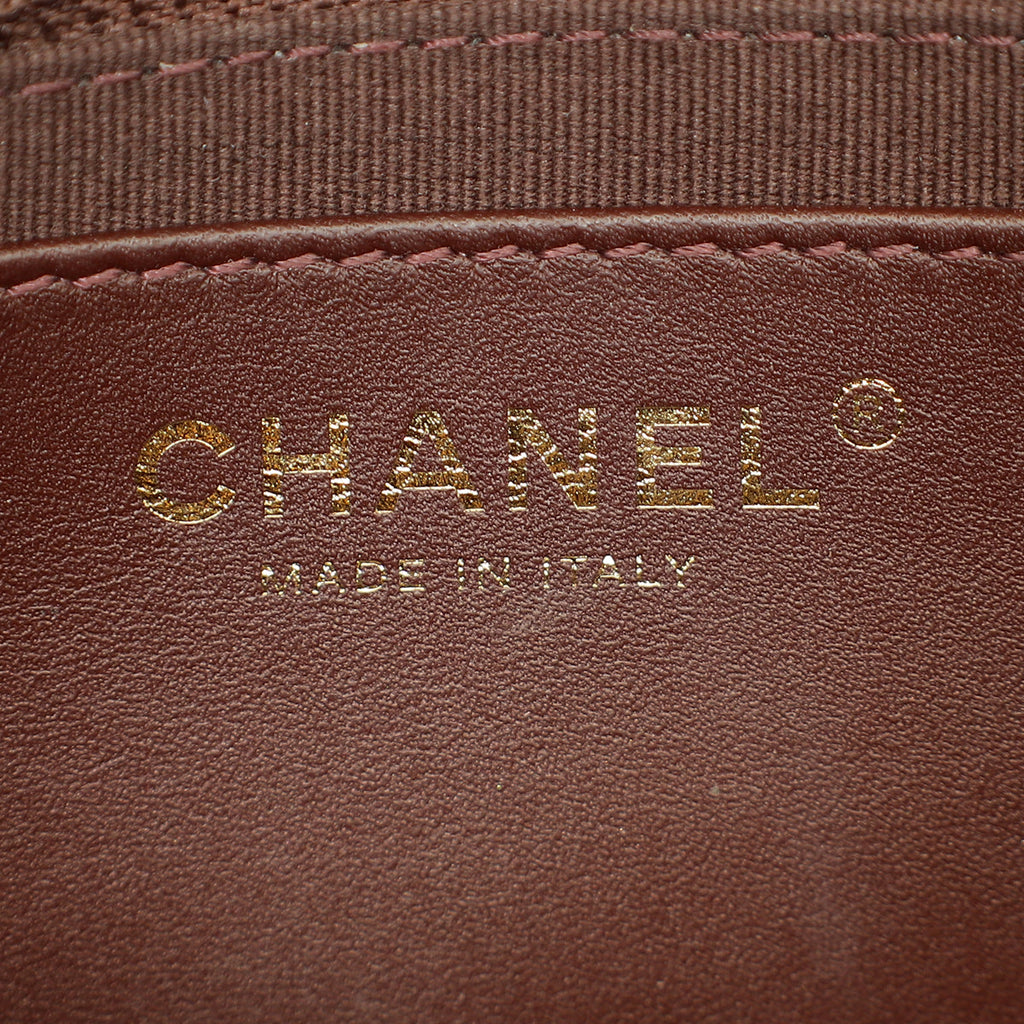 Chanel Brown CC Top Handle Quilted Flap Bag