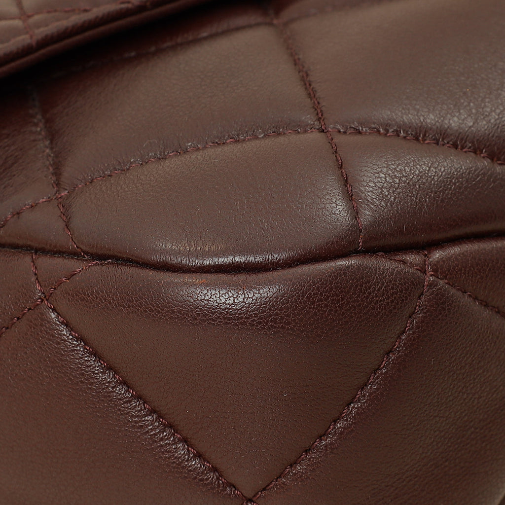 Chanel Brown CC Top Handle Quilted Flap Bag