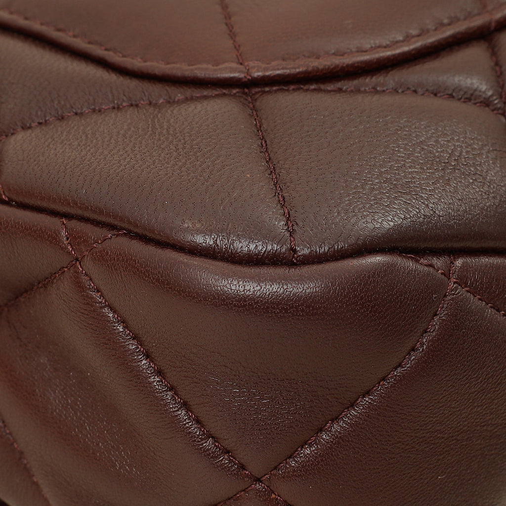 Chanel Brown CC Top Handle Quilted Flap Bag