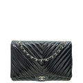 Chanel Black Chevron Maxi Single Flap Bag