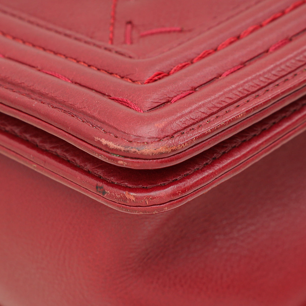 Chanel Red New Medium  Double Stitch Boy