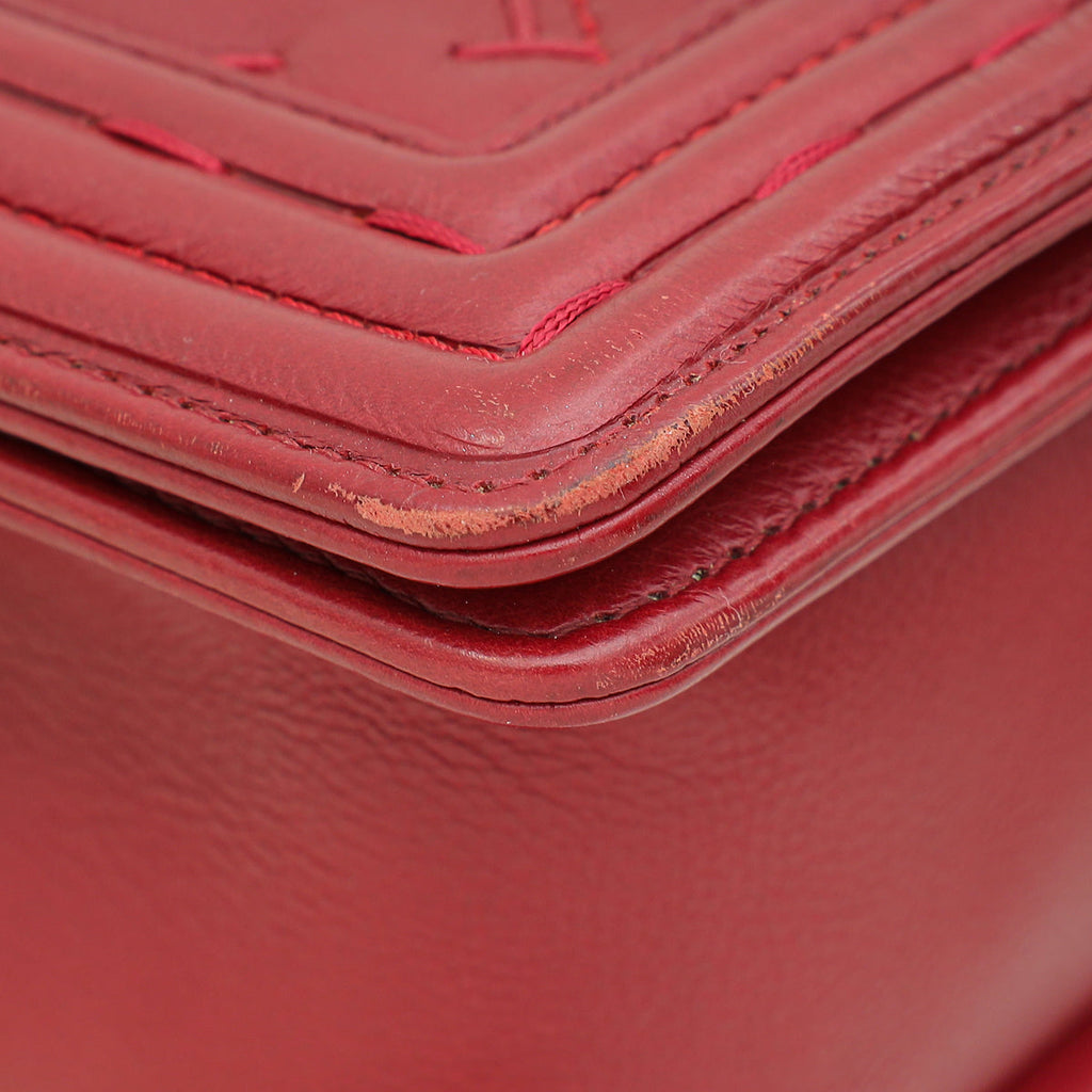 Chanel Red New Medium  Double Stitch Boy