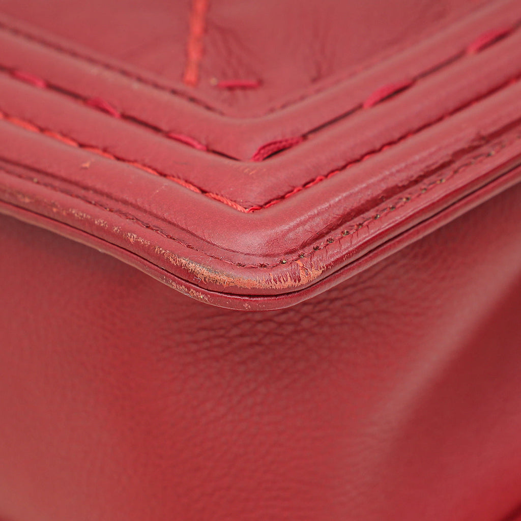 Chanel Red New Medium  Double Stitch Boy