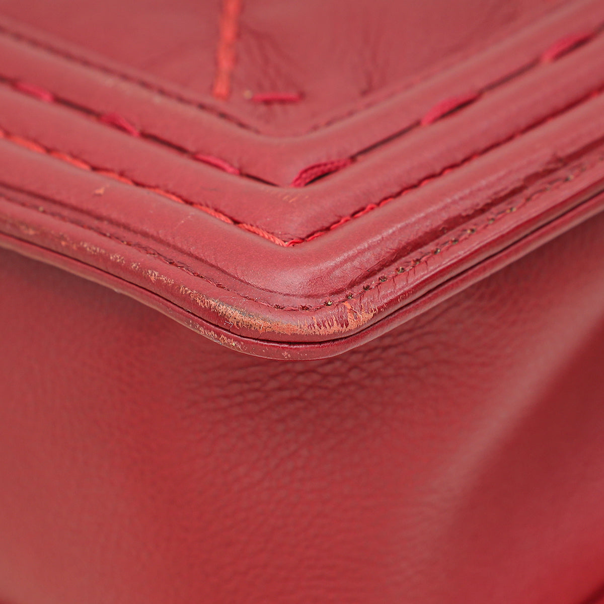 Chanel Red New Medium  Double Stitch Boy