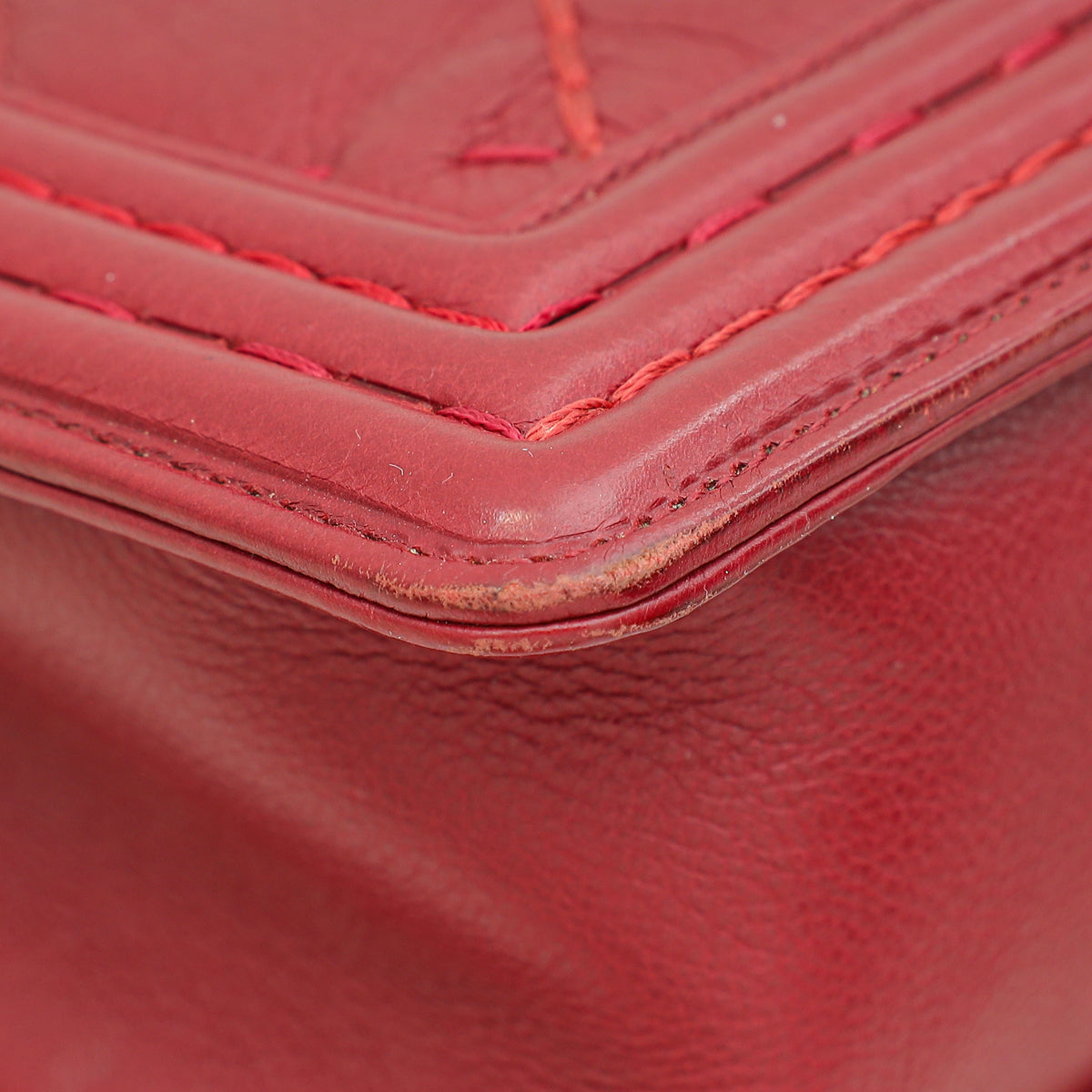 Chanel Red New Medium  Double Stitch Boy