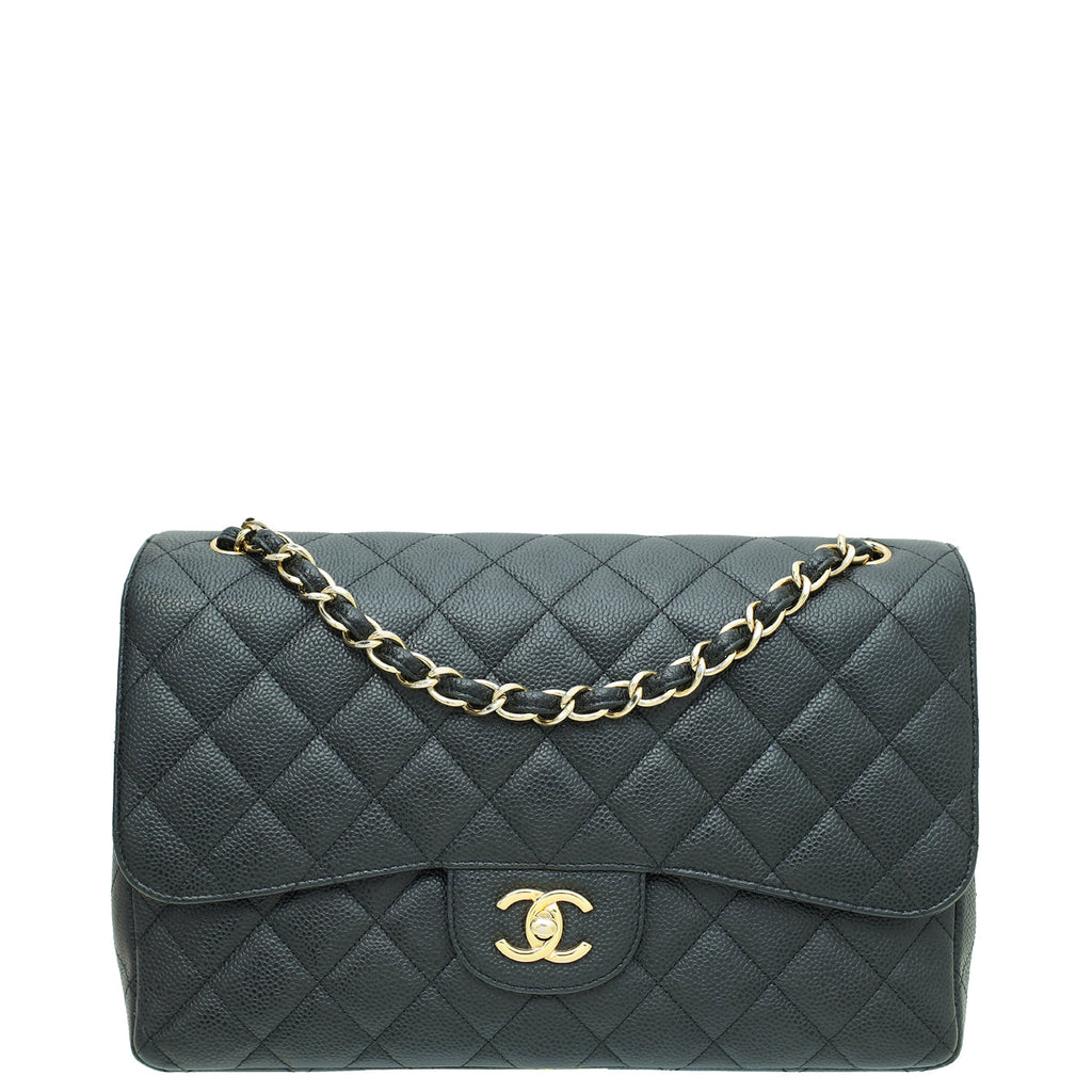 Chanel Black CC Classic Double Flap Jumbo Bag