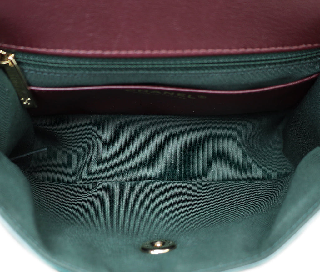 Chanel Forest Green Double Chevron Flap Bag