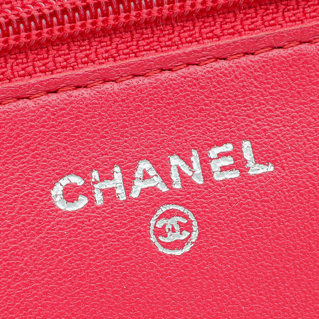 Chanel Red CC Classic Wallet on Chain