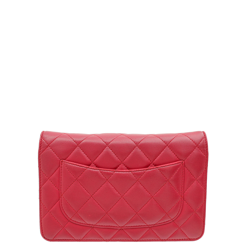 Chanel Red CC Classic Wallet on Chain