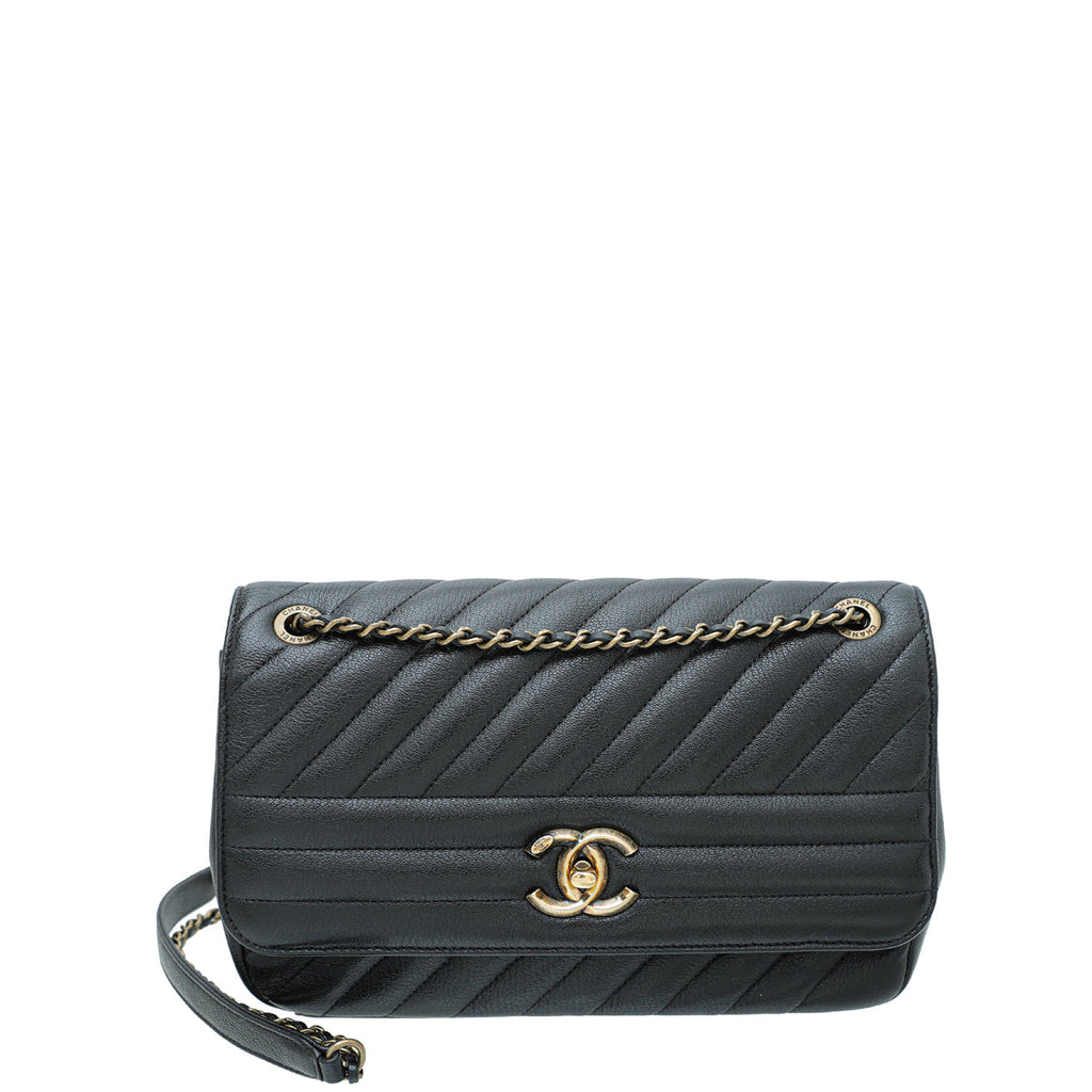 Chanel Black CC Diagonal Flap Small Bag