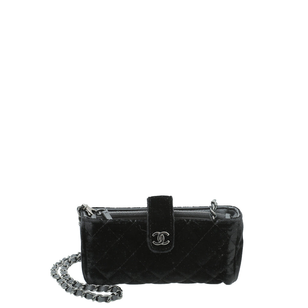 Chanel CC So Black Velvet Phone Holder Crossbody